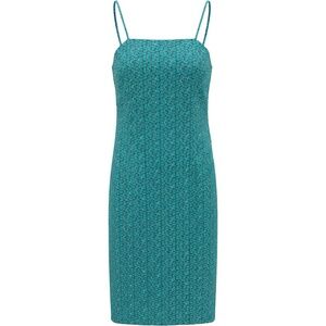 Banana Republic Linen Blend Geo Dress - Womens Size Medium Teal - #48539-D5